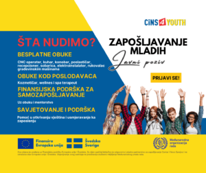 Javni poziv za za prijavu na učešće u projektu zapošljavanja mladih CINS4YOUTH